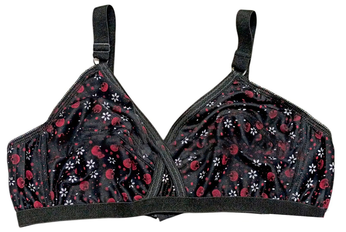 Pack Of 4 Women Ladies Girls Classy Multi Colour Jersey Printed Bra Brief Blouse Brazier Brassie - Comfortable Daily Innerwear Set